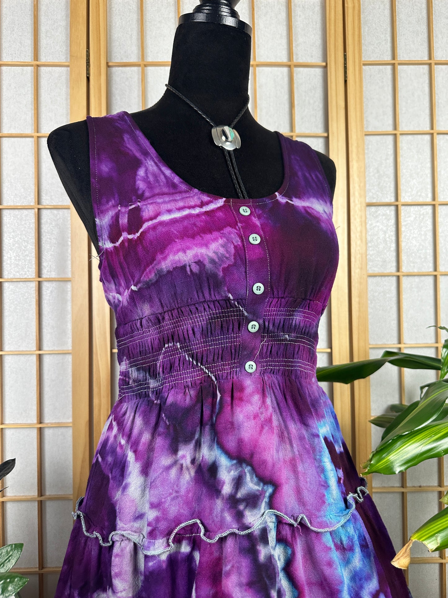 Button Skater Dress - SMALL