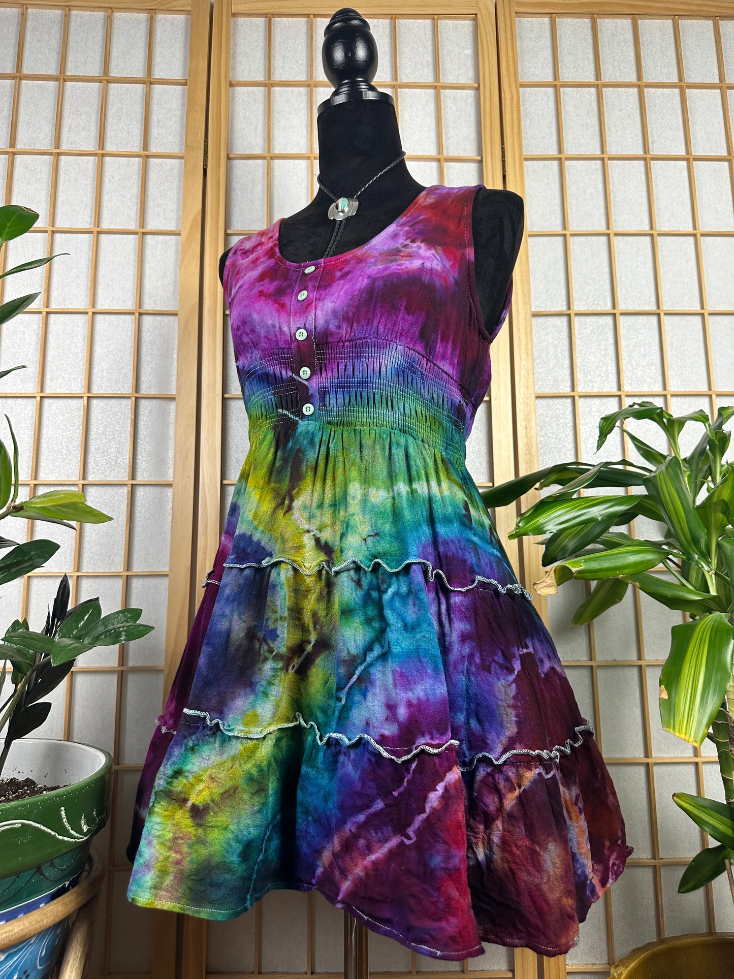 Button Skater Dress - SMALL