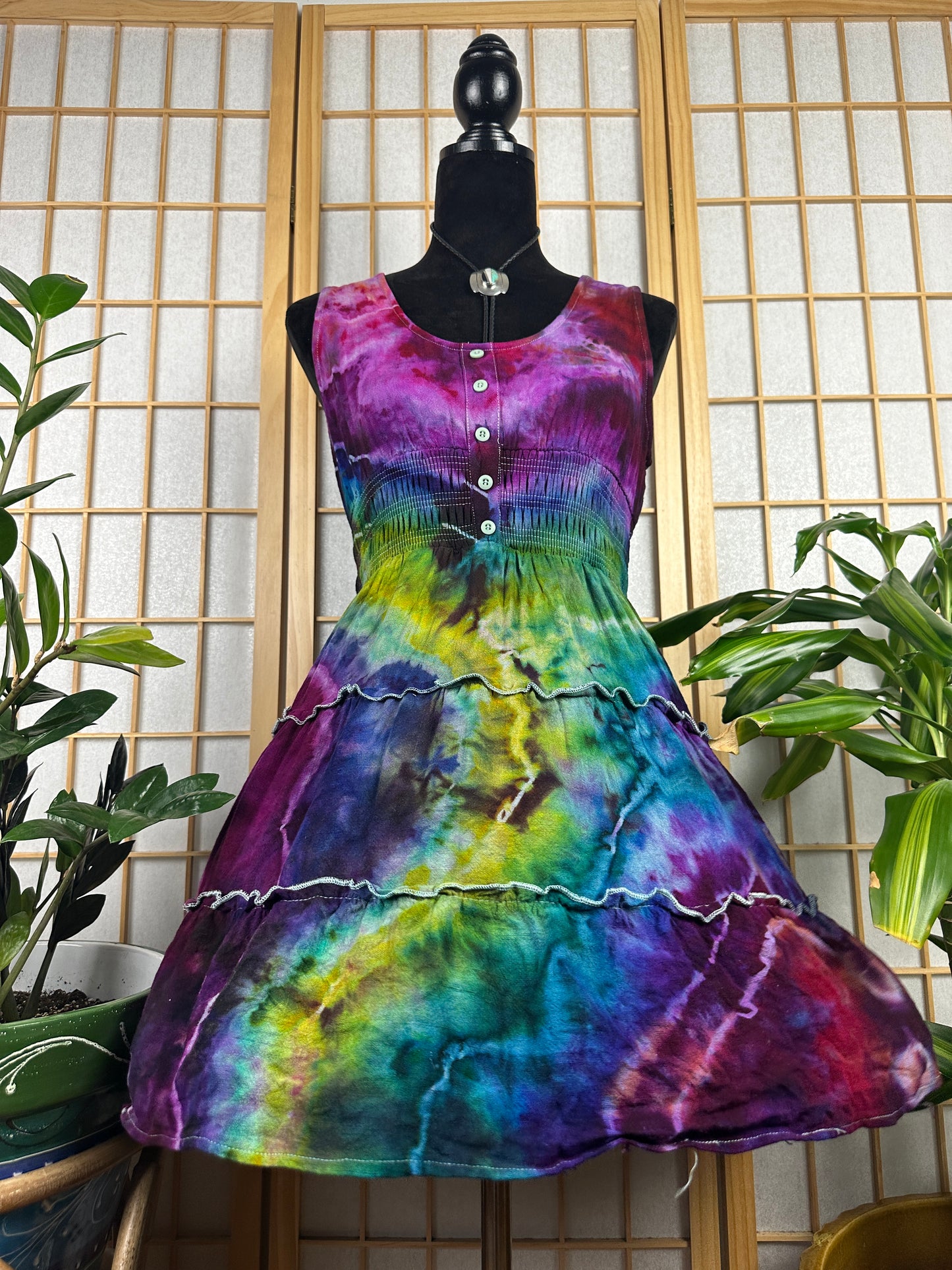 Button Skater Dress - SMALL