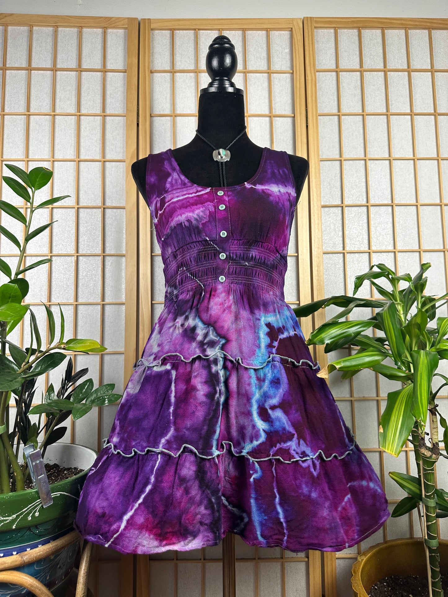 Button Skater Dress - SMALL