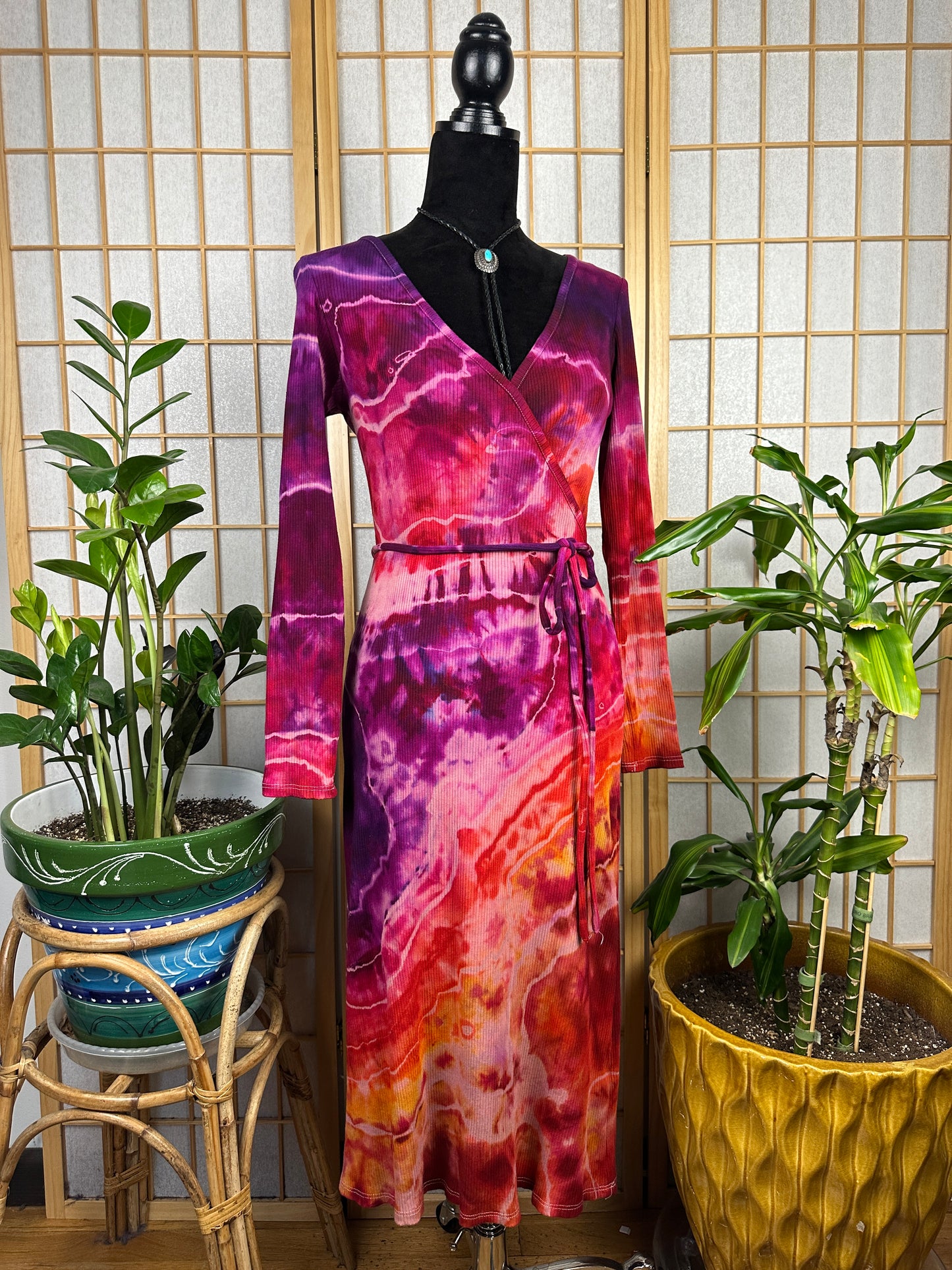 Ribbed Wrap Dress - SMALL