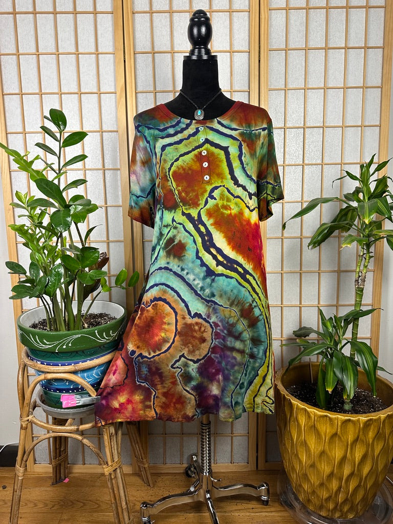 Reverse Button Swing Dress - XL/1X