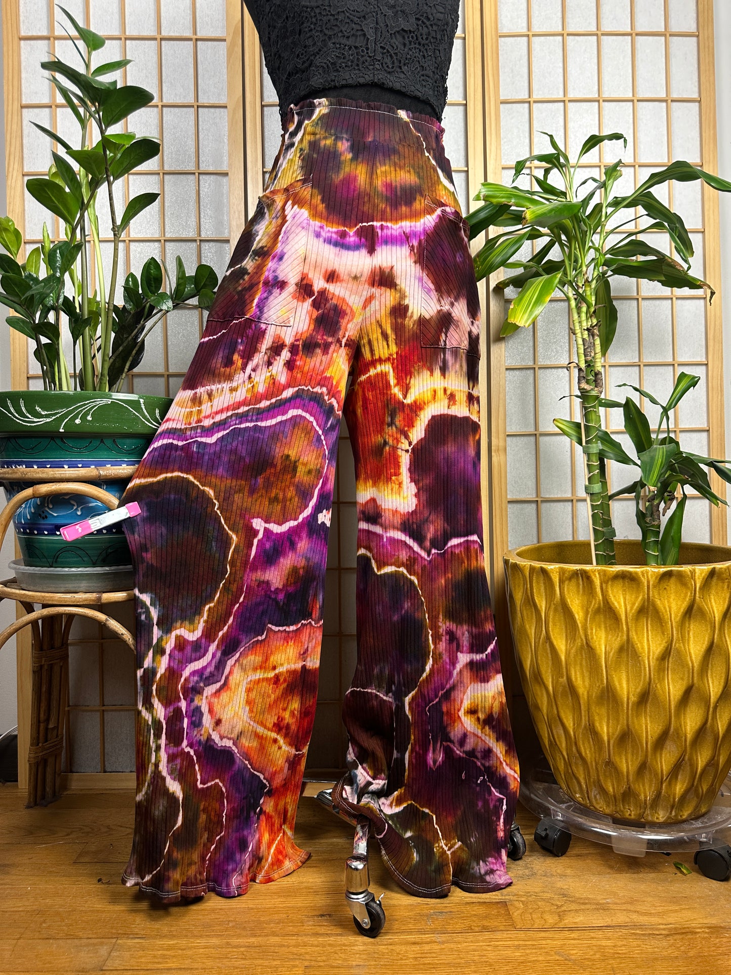 Ribbed Palazzo Pants - LARGE