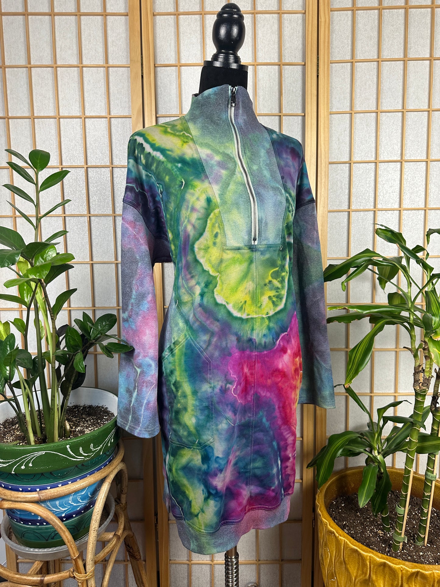 1/2 Zip Sweatshirt Dress - 3X