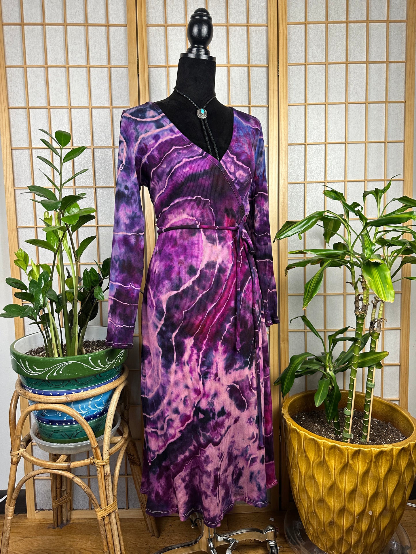 Ribbed Wrap Dress - MEDIUM