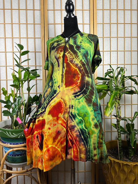 V Neck Mini Dress - 2X/3X