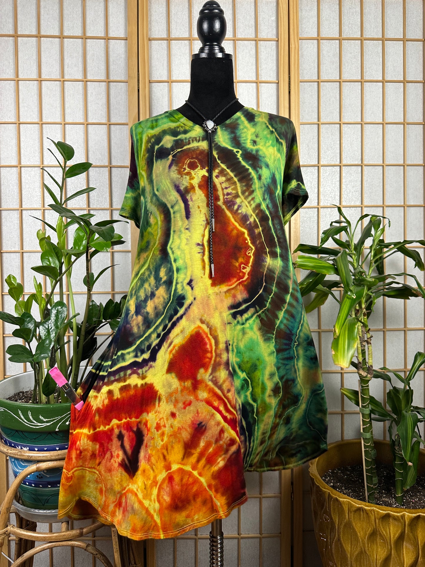 V Neck Mini Dress - 2X/3X