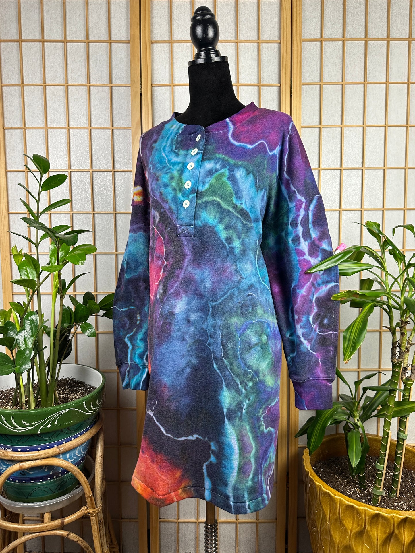 Henley Sweatshirt Dress - 2X/3X