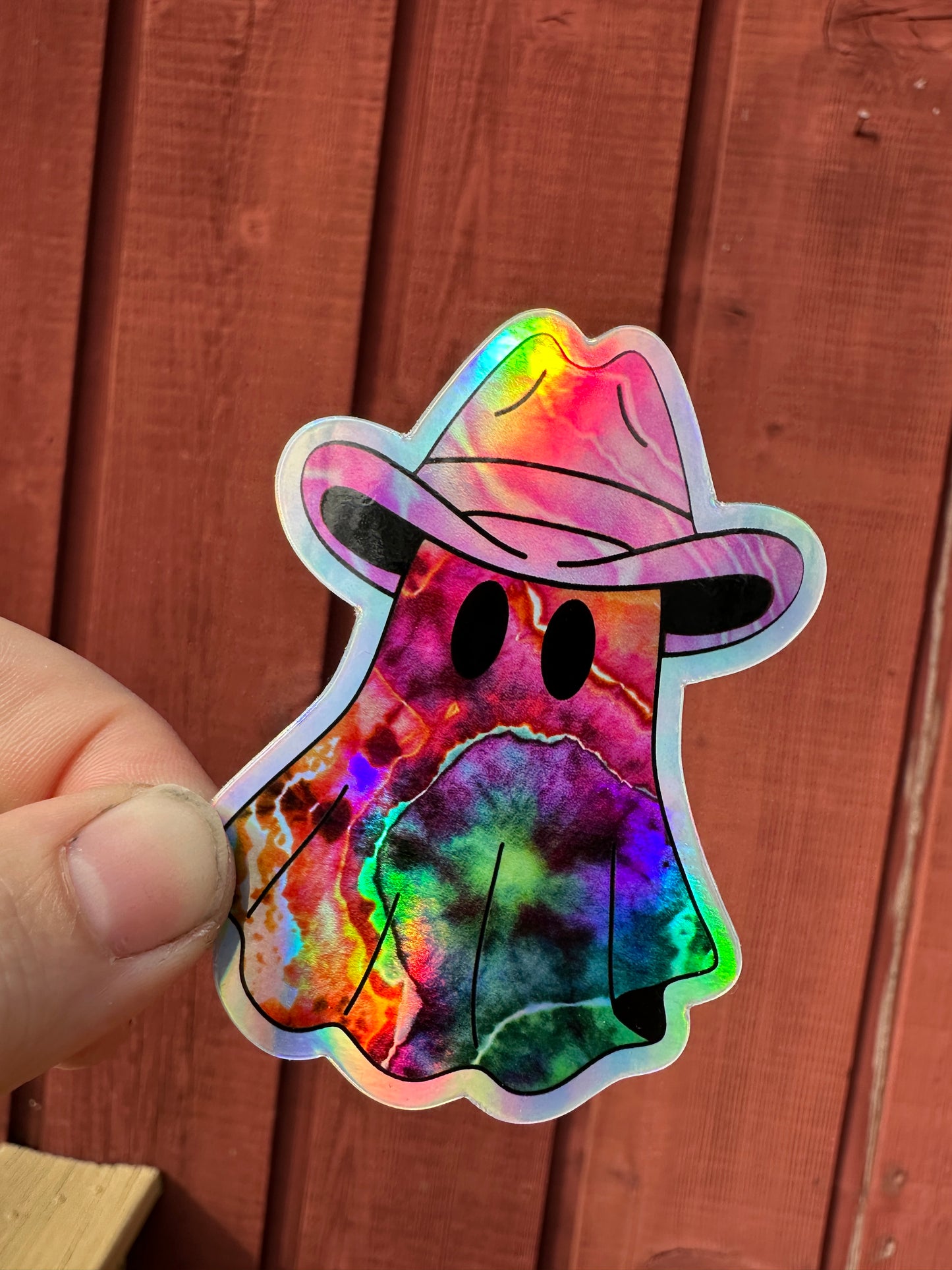 Holographic Yeehaw Ghost Sticker