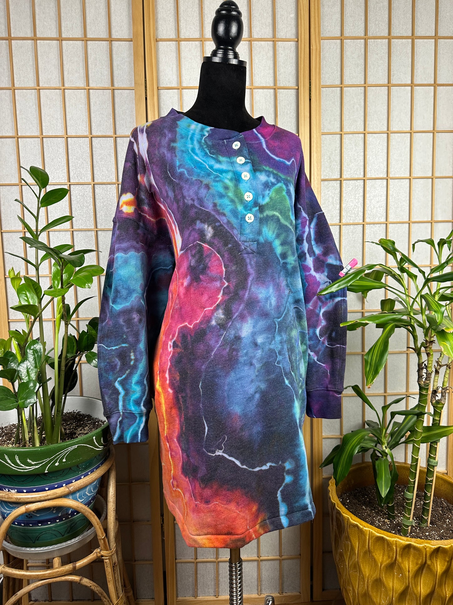 Henley Sweatshirt Dress - 2X/3X