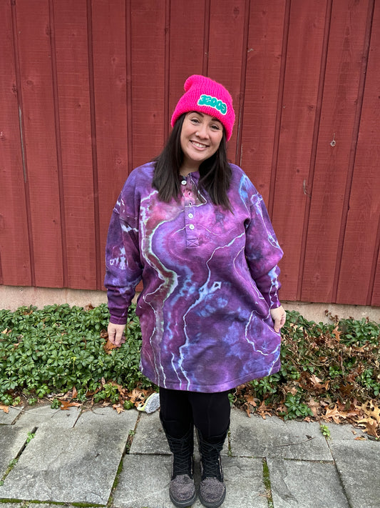 Henley Sweatshirt Dress - XL