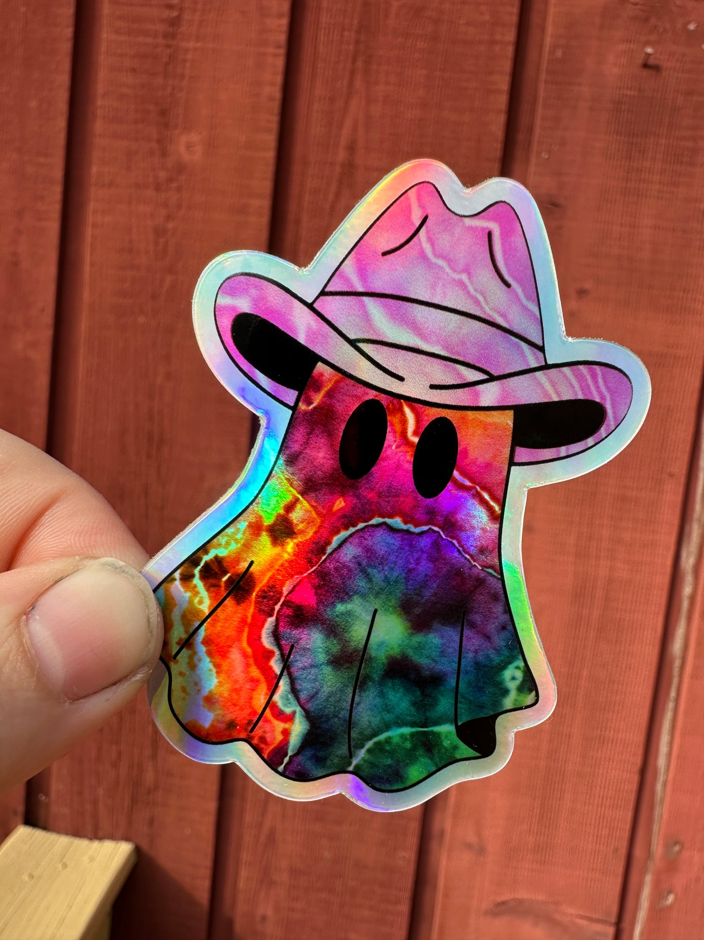 Holographic Yeehaw Ghost Sticker