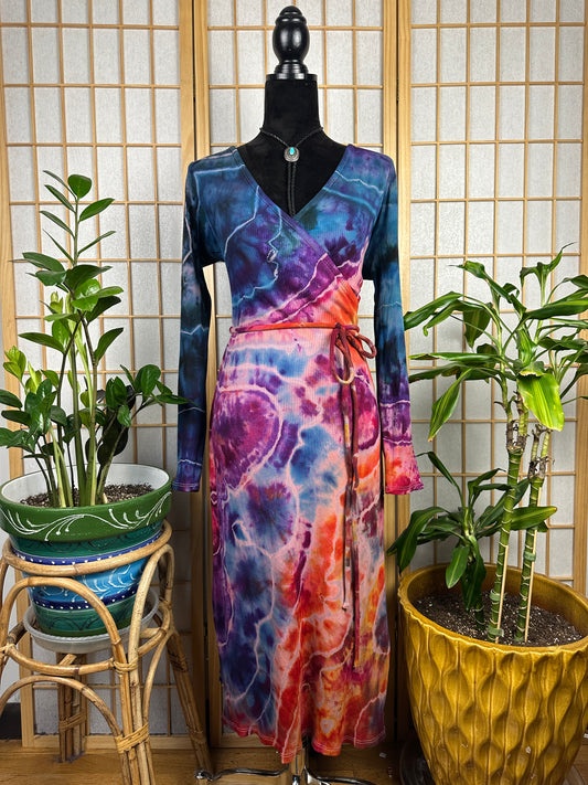 Ribbed Wrap Dress - LARGE