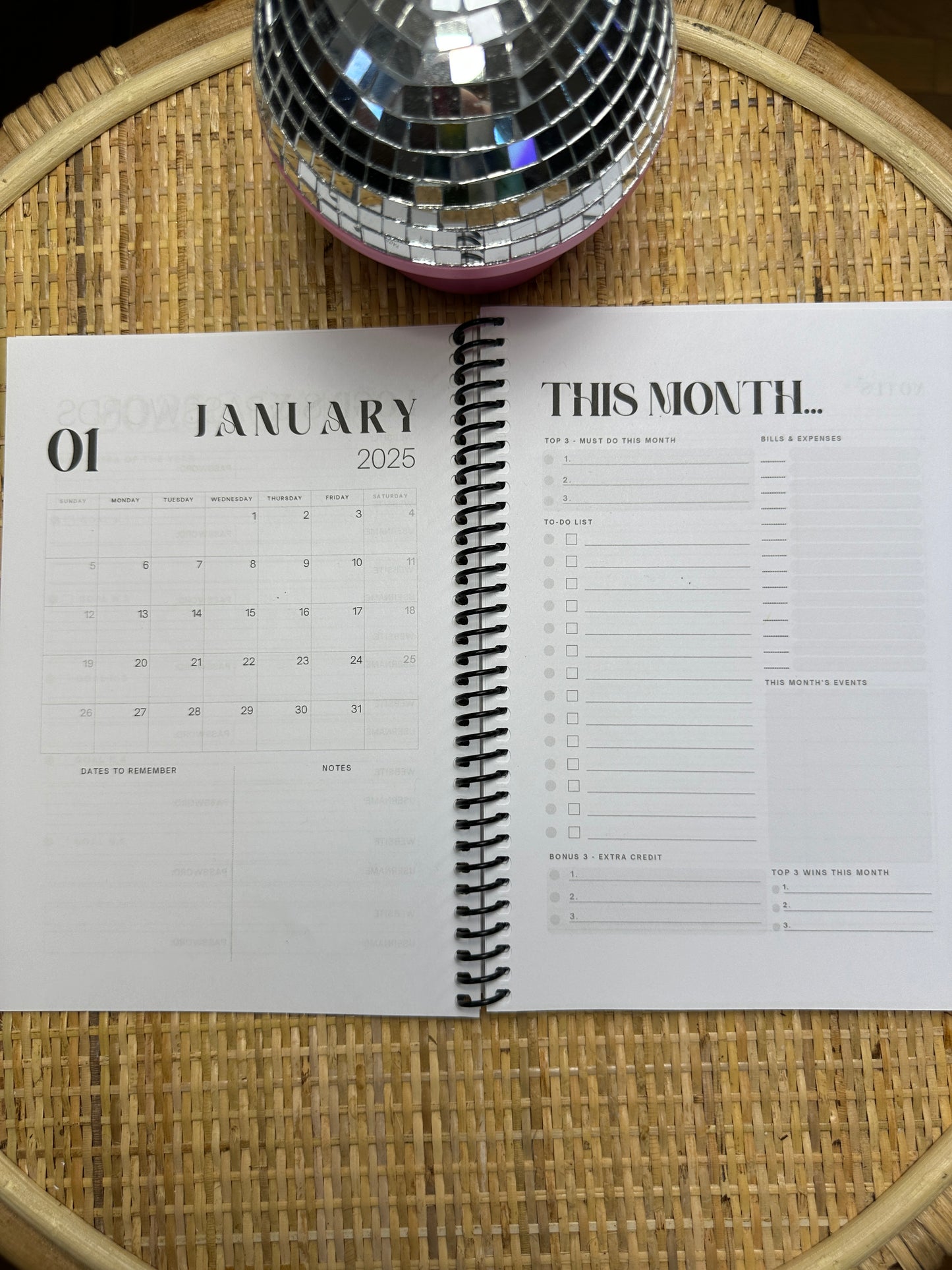 2025 Monthly Notebook (Multiple Options)