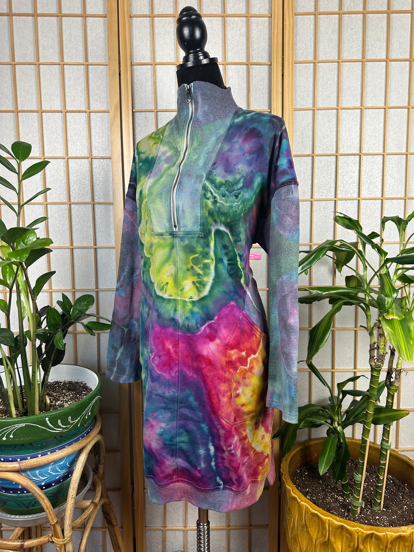 1/2 Zip Sweatshirt Dress - 3X