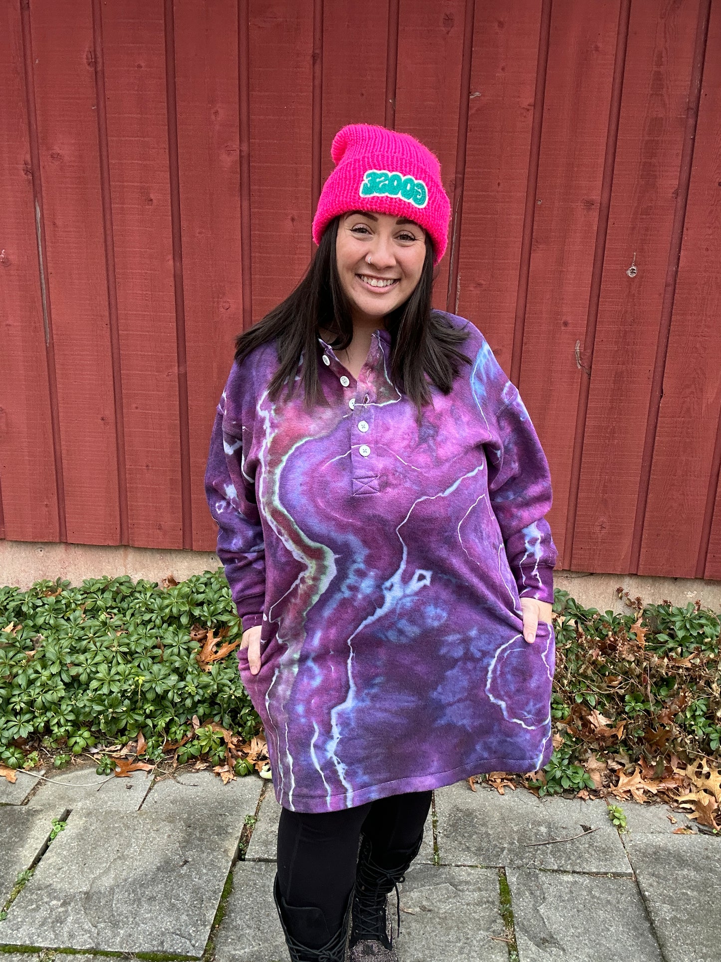 Henley Sweatshirt Dress - XL