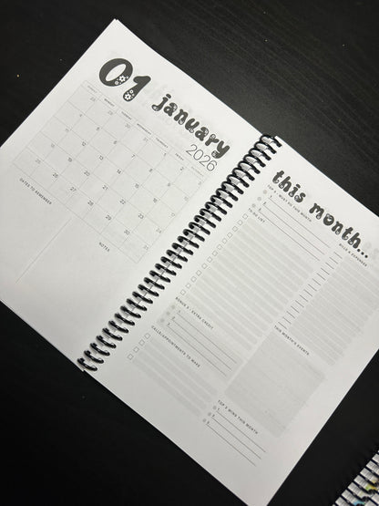 2026 MONTHLY Notebook/Planner - Large Hardcover (READY TO SHIP)