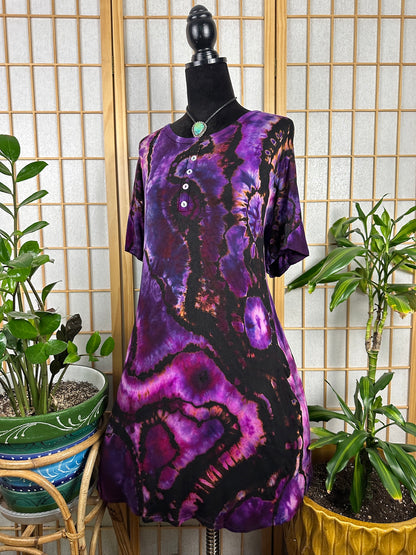 Reverse Button Swing Dress - 2X