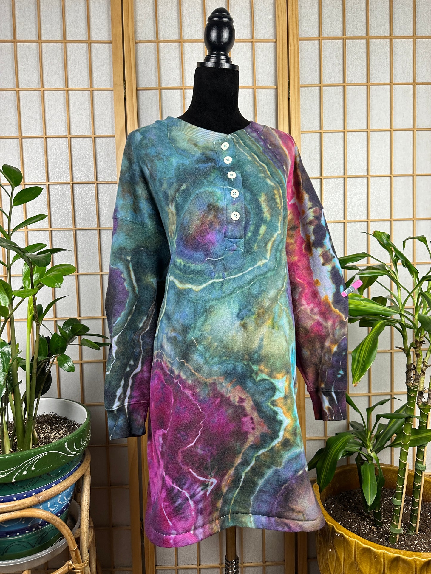 Henley Sweatshirt Dress - 2X/3X