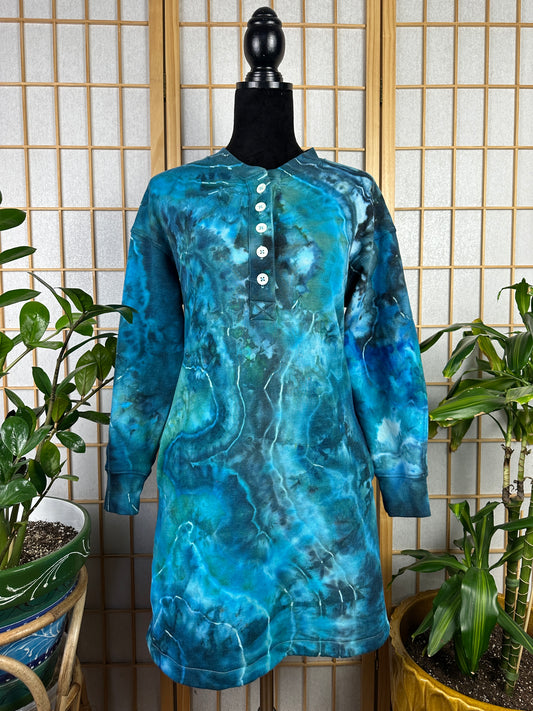 Henley Sweatshirt Dress - SMALL