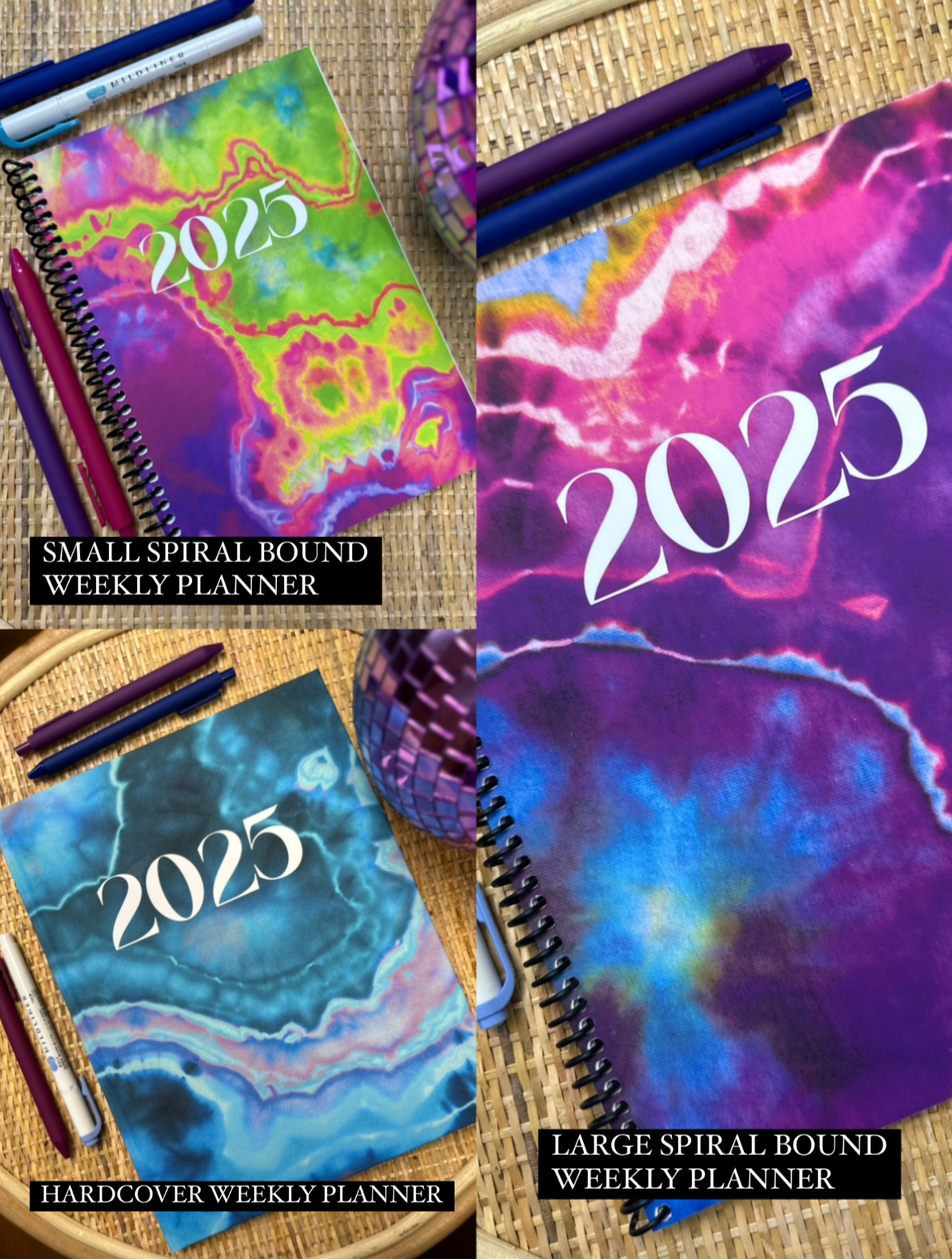 2025 Tie Dye Weekly Planners (Multiple Options)