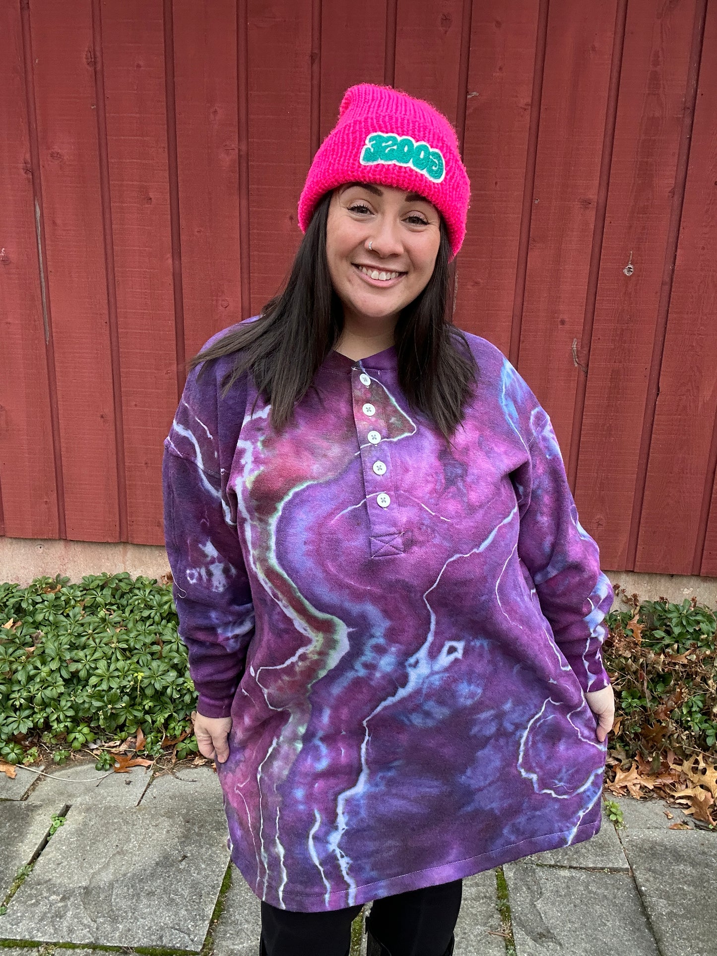 Henley Sweatshirt Dress - XL