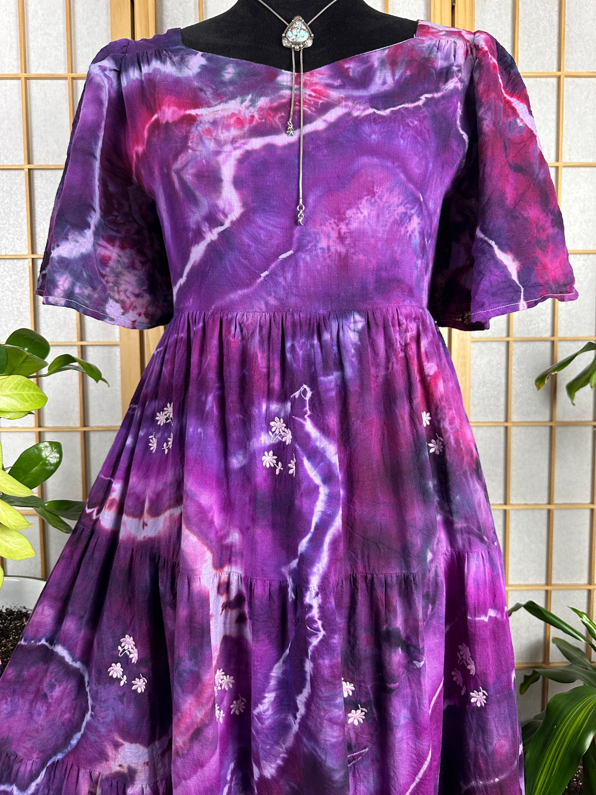 Embroidered Midi Dress - SMALL
