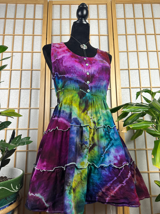 Button Skater Dress - SMALL