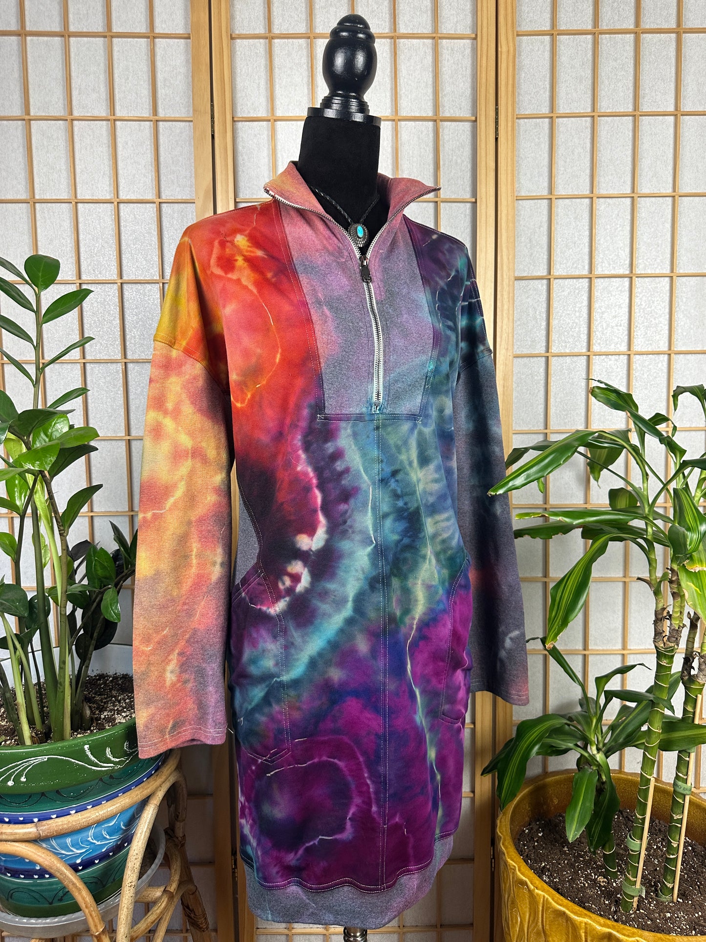 1/2 Zip Sweatshirt Dress - 2X