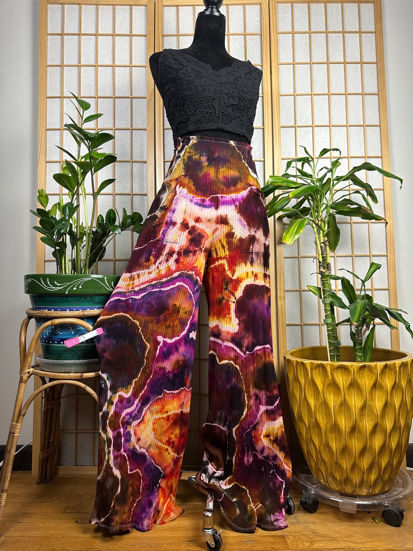 Ribbed Palazzo Pants - LARGE