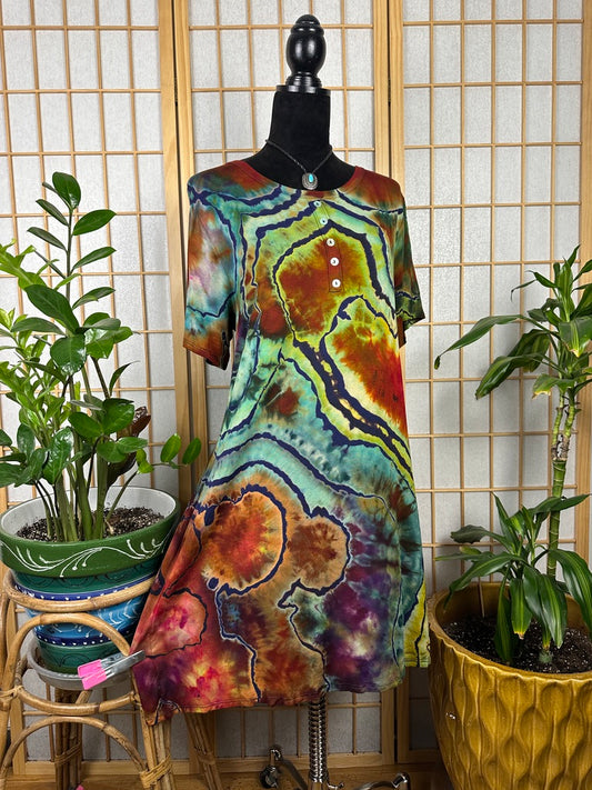 Reverse Button Swing Dress - XL/1X