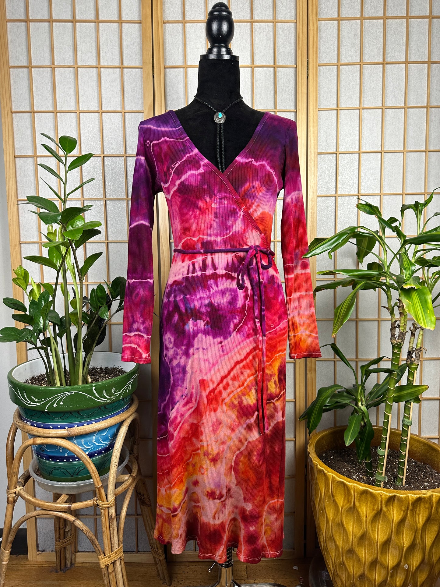 Ribbed Wrap Dress - SMALL