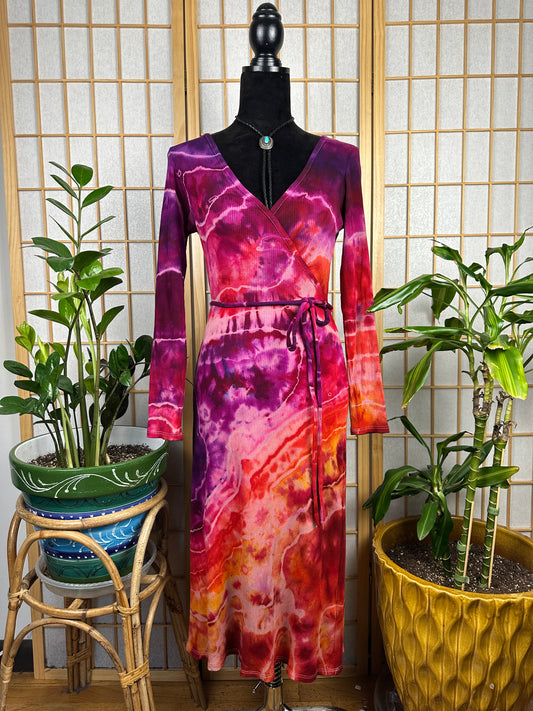 Ribbed Wrap Dress - SMALL