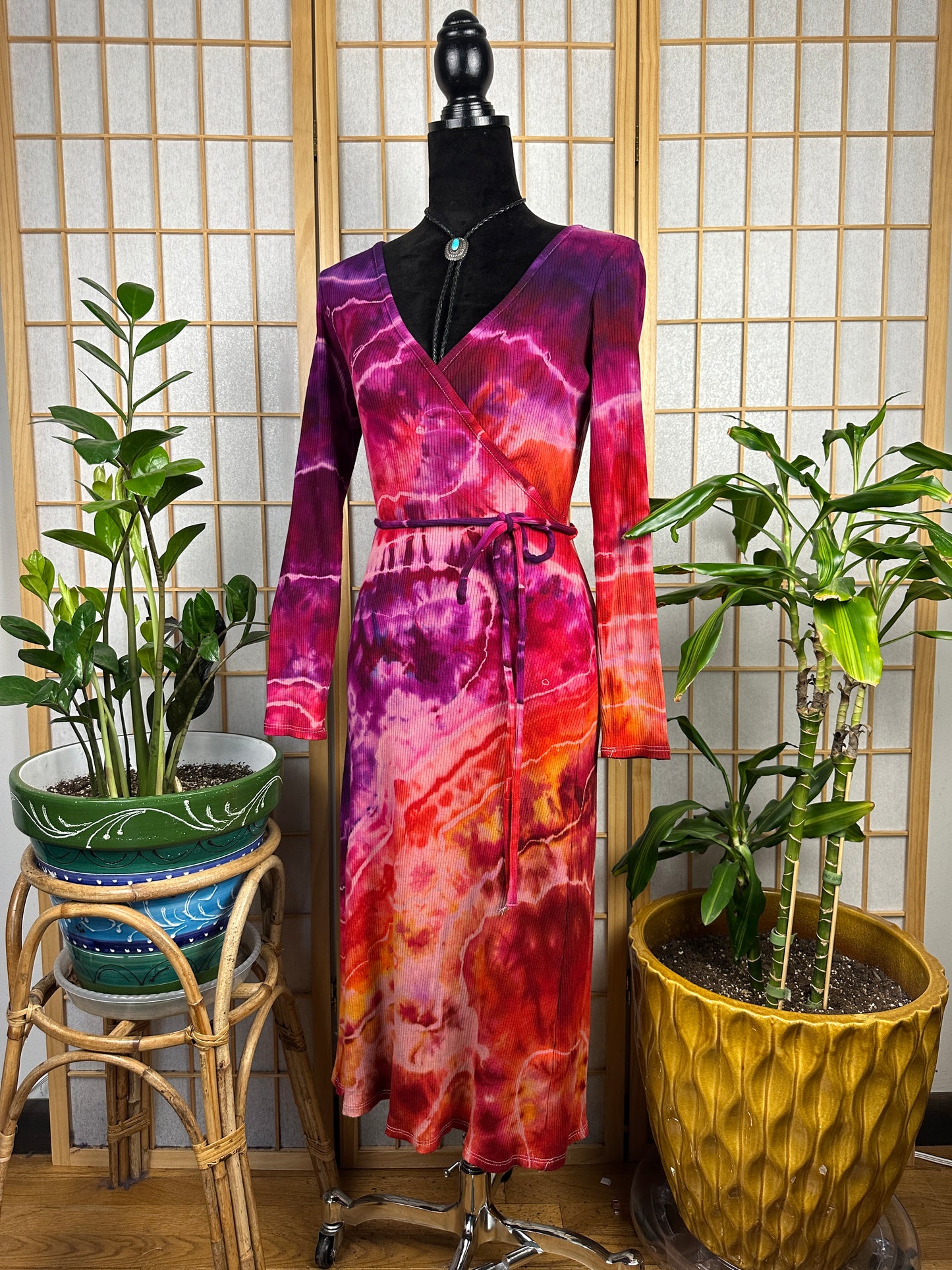 Ribbed Wrap Dress - SMALL